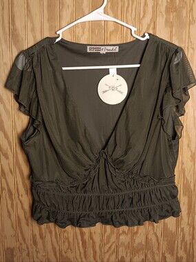 Gypsies & Moondust Olive Green Blouse – Size L